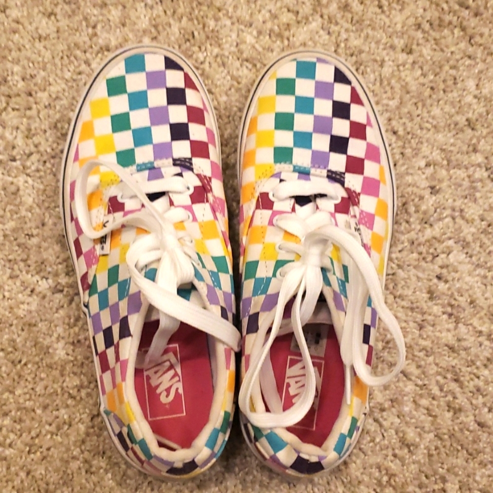 RAINBOW Checkered Vans Youth Size 3